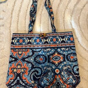 Vera Bradley Patterned Tote Bag - Blue and Orange